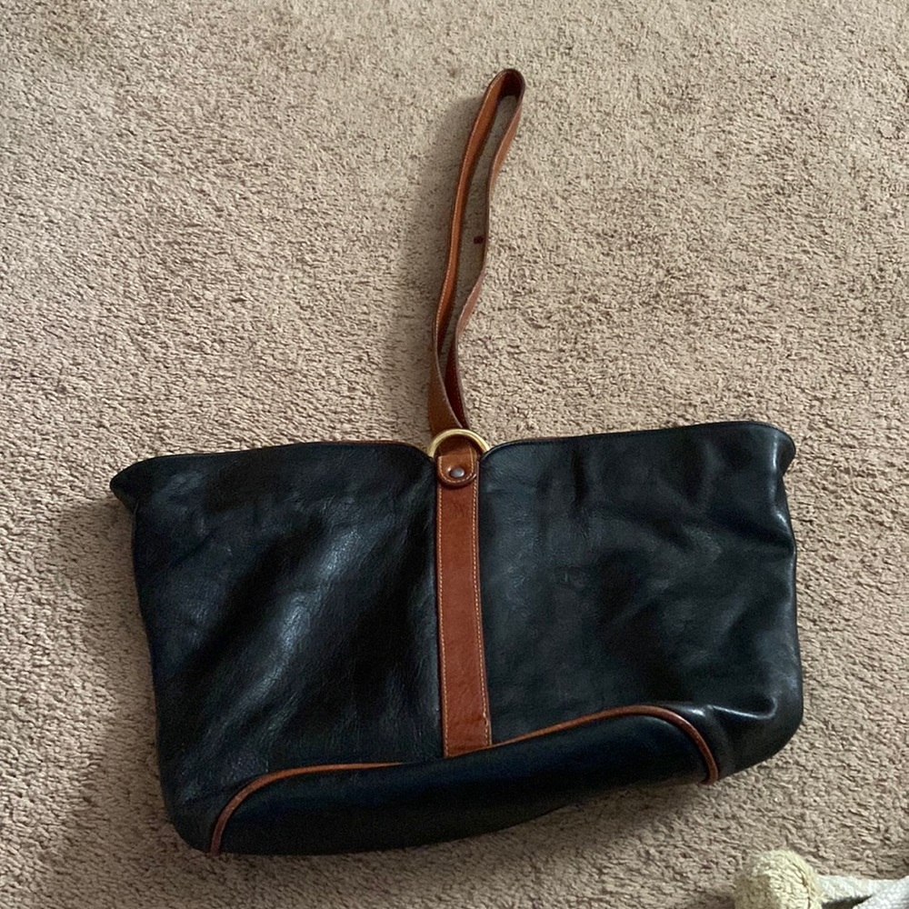 Furla black and brown leather handbag